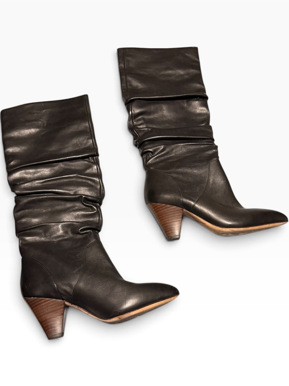 Antonio Melani Leather Slouchy Boots Black Size 6M
